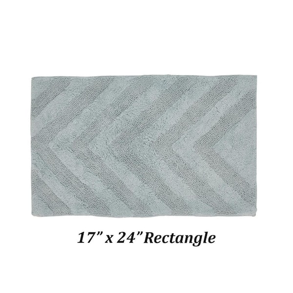 Hugo 17 in. x 24 in. Blue 100% Cotton Rectangle Bath Rug
