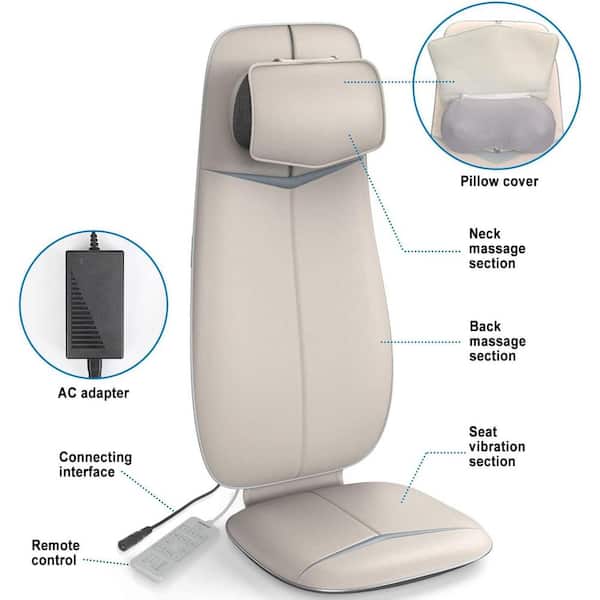 InvoSpa - The Shiatsu back massager comes with a seat vibration mode. The  massager can be used with or without the seat cushion pad, which can be  disconnected from the back massager
