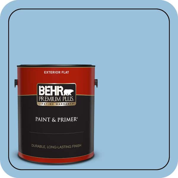 BEHR PREMIUM PLUS 1 gal. #M520-3 Charismatic Sky Flat Exterior Paint & Primer