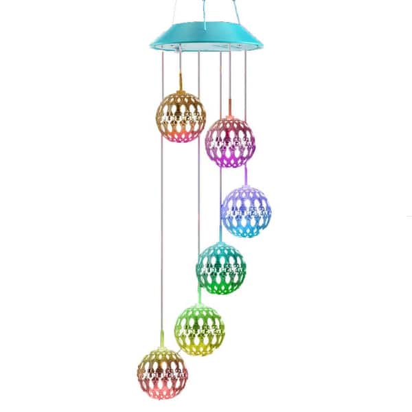 Unbranded 7 Color-Changing Solar Moroccan Ball Wind Chimes-Outdoor Decorative Lights, Waterproof for Garden, Window and Parties