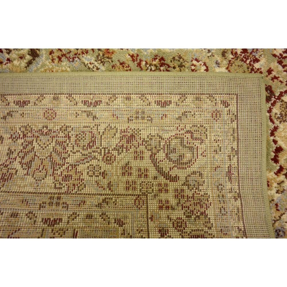 Light Green Synthetic Floral Motif Area Rug, 5' x 8'
