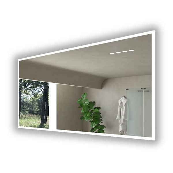 castellousa Smart Simona 60 in. W x 30 in. H Rectangular Frameless Voice Control LED Wall-Mount Bathroom Vanity Mirror in Clear