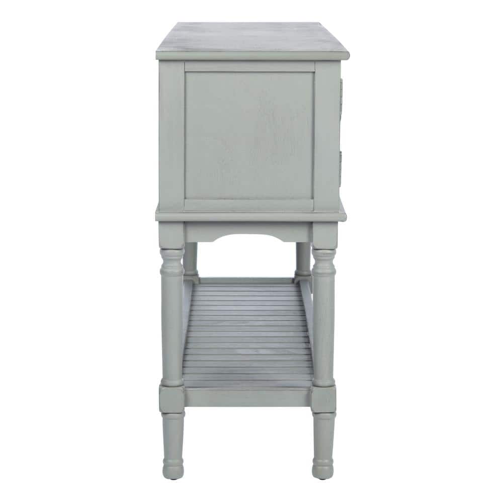 Distressed Gray Wood and Metal Hallway Table with Storage