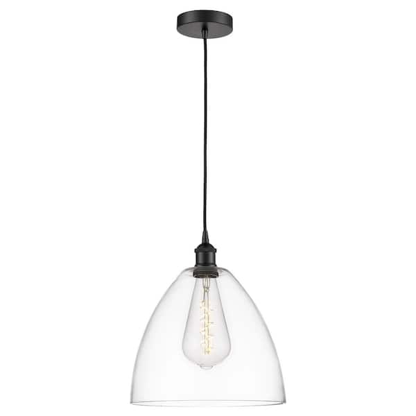 Innovations Edison Dome 60-Watt 1-Light Matte Black Standard Mini Pendant Light with Clear Glass Shade, No Bulbs Included