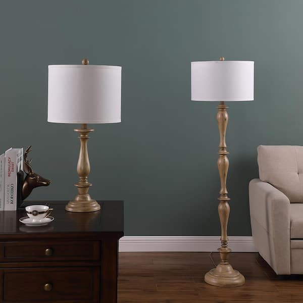 wood effect floor lamp