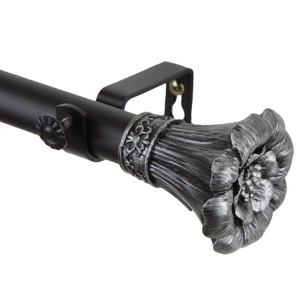Rod Desyne 28 in. - 48 in. 1 in. Blossom Single Curtain Rod Set in ...