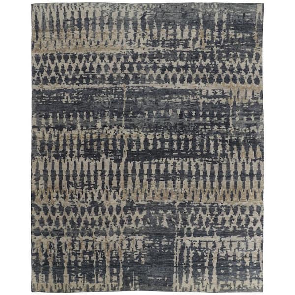 8 ft. x 12 ft. Blue, Gray, Tan Abstract Area Rug