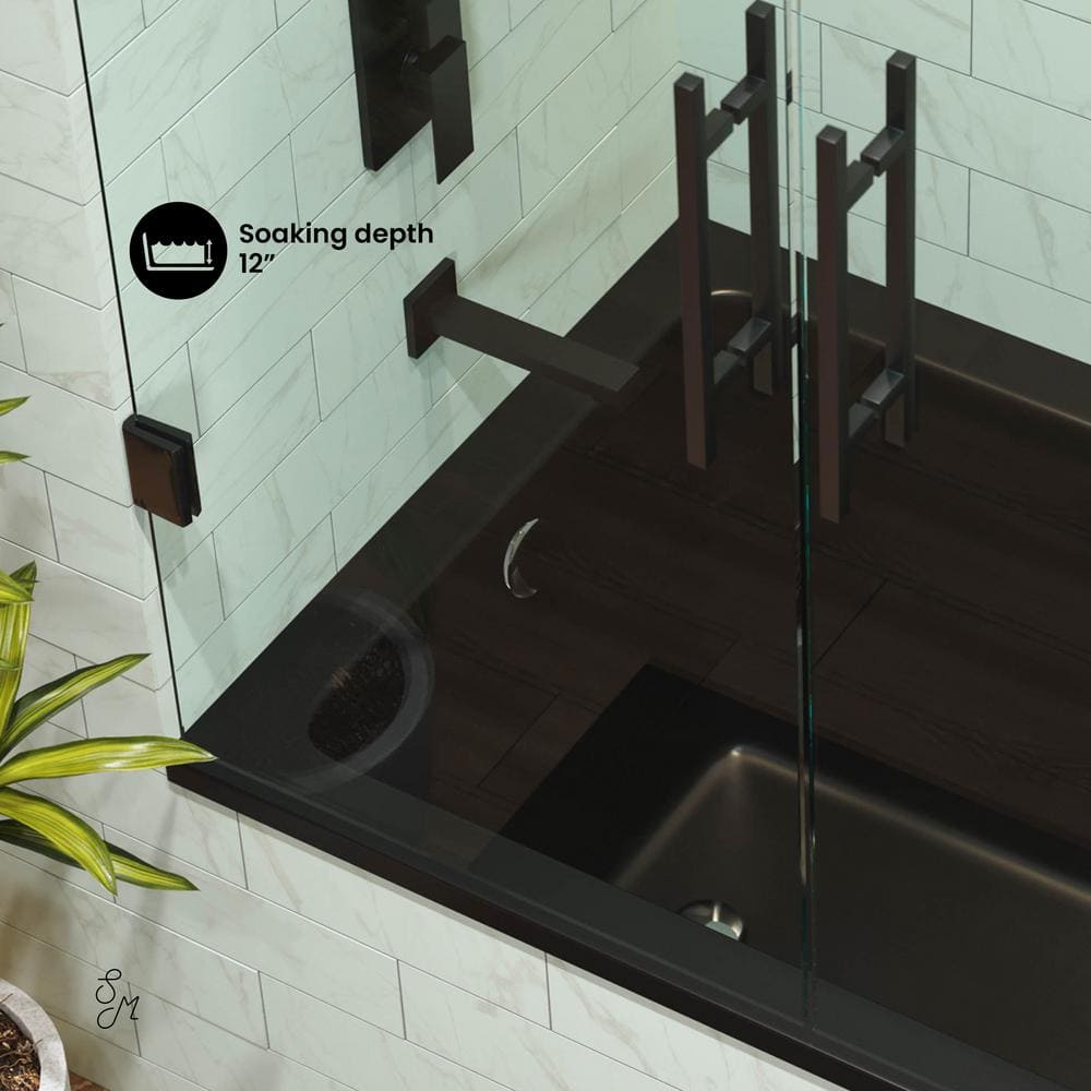 Matte Black Acrylic Drop-In Bathtub with Reversible Drain