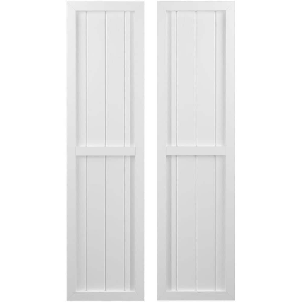 14-in W x 37-in H Americraft 4 Board Exterior Real Wood Two Equal Panel Framed Board and Batten Shutters White price history on PriceWatchPro