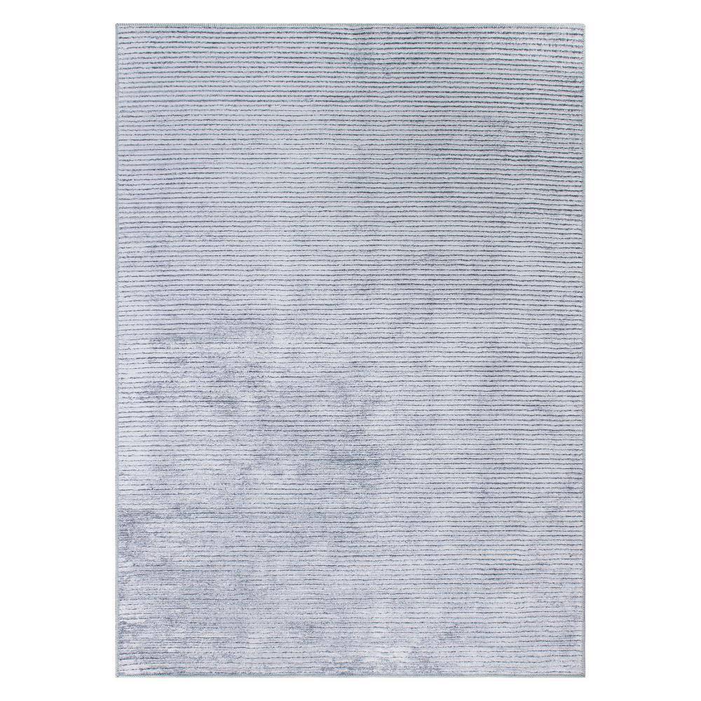 World Rug Gallery Gray 5 ft. x 7 ft. Contemporary Distressed Stripe