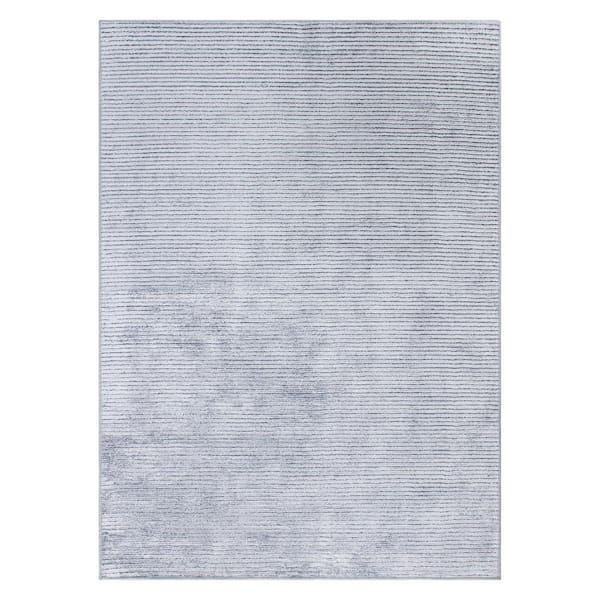 World Rug Gallery Gray 8 ft. 4 in. x 11 ft. 6 in. Contemporary Distressed Stripe Machine Washable Area Rug