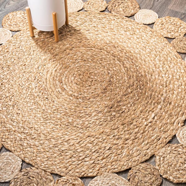 7 ft. Round Natural Eden Round Natural Jute hippie Circle Area Rug