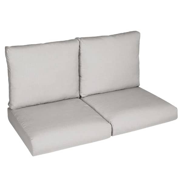 SORRA HOME 23 in. x 23.5 in. x 5 in., 4-Piece, Deep Seating Outdoor Loveseat Cushion in Sunbrella Essential Flax