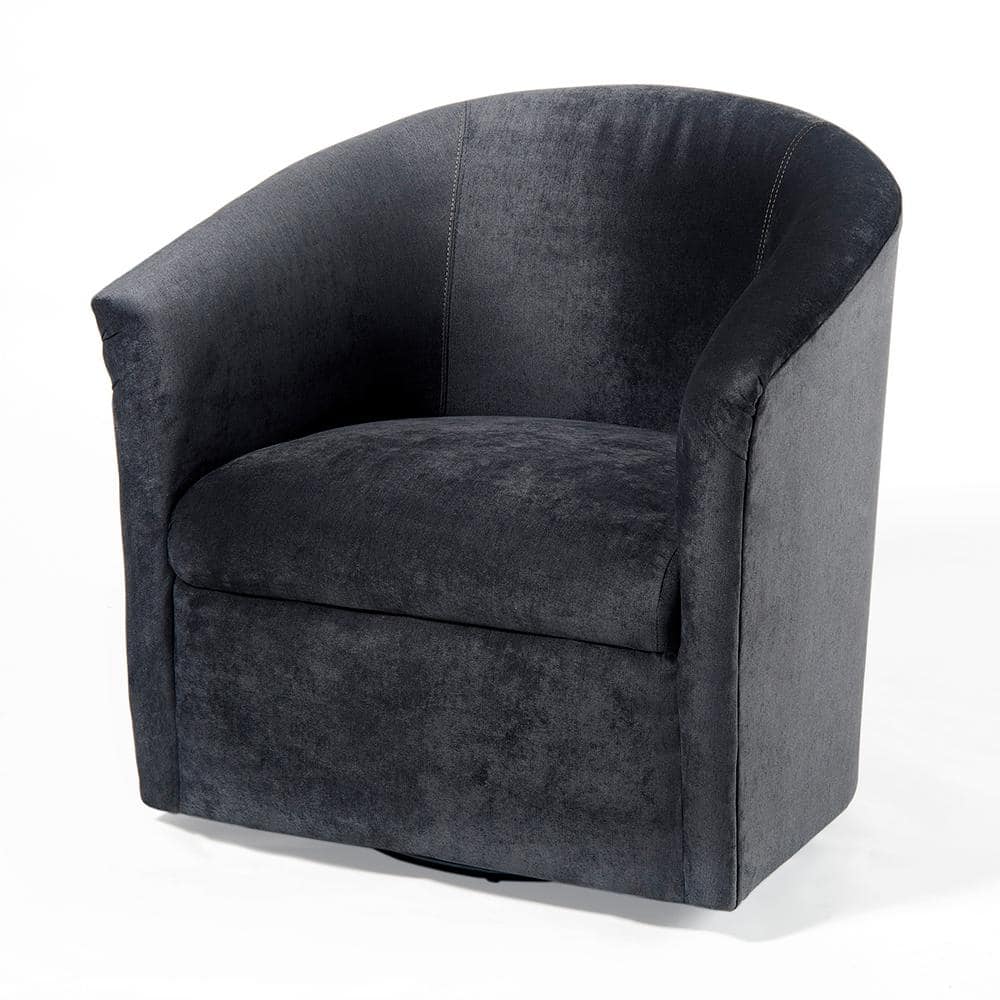 Elizabeth Charcoal Luxe Microfiber Barrel Swivel Chair