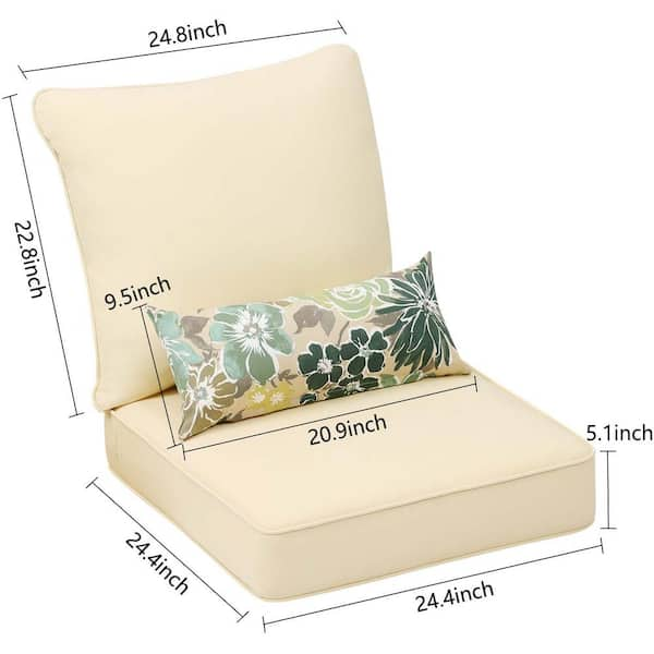 Aoodor 24 in. x 24 in. Outdoor Deep Seating Lounge Chair Cushion