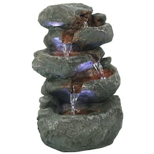 10.5 in. Stacked Rocks Tabletop Fountain with LED Lights