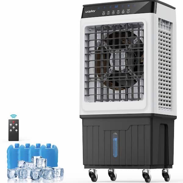 Gray 4800 CFM 3-Speed Portable Evaporative Cooler for 1,200 sq. ft. with Touch Panel and Remote Control for Garage, Yard