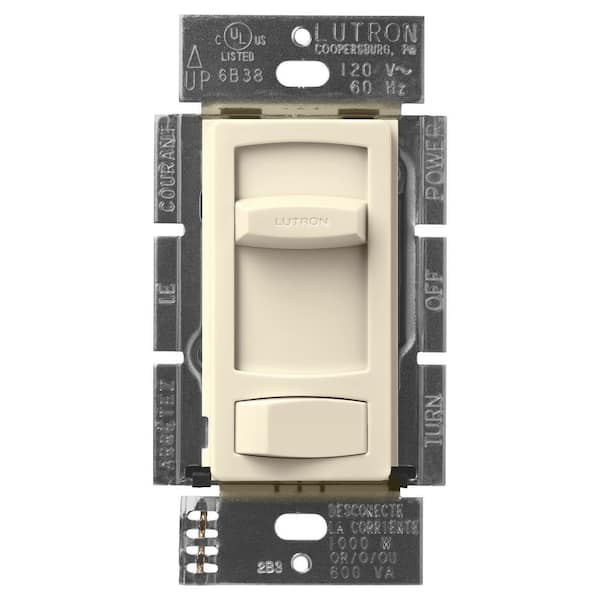 Lutron Skylark Contour Dimmer Switch with Preset for Incandescent Bulbs, 1000-Watt/Single-Pole or 3-Way, Almond (CT-103P-AL)