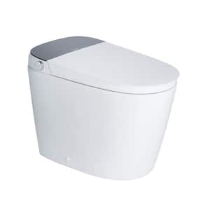 Elongated Electric Bidet Toilet 1.1/1.6 GPF in White with Auto Open/Close, Temp Display, Deodorizing, Foot Sensor