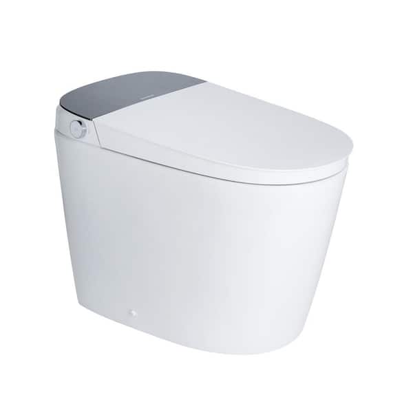 Elongated ADA Height Electric Bidet Toilet 1.1/1.6 GPF in White with Warm Water, Foot Sensor for Seniors and Families
