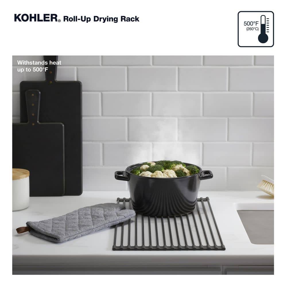 Charcoal Stainless Steel Roll-Up Multipurpose Kitchen Rack