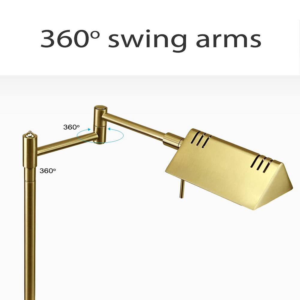 Gold Adjustable Pharmacy Swing Arm Desk Lamp with LED