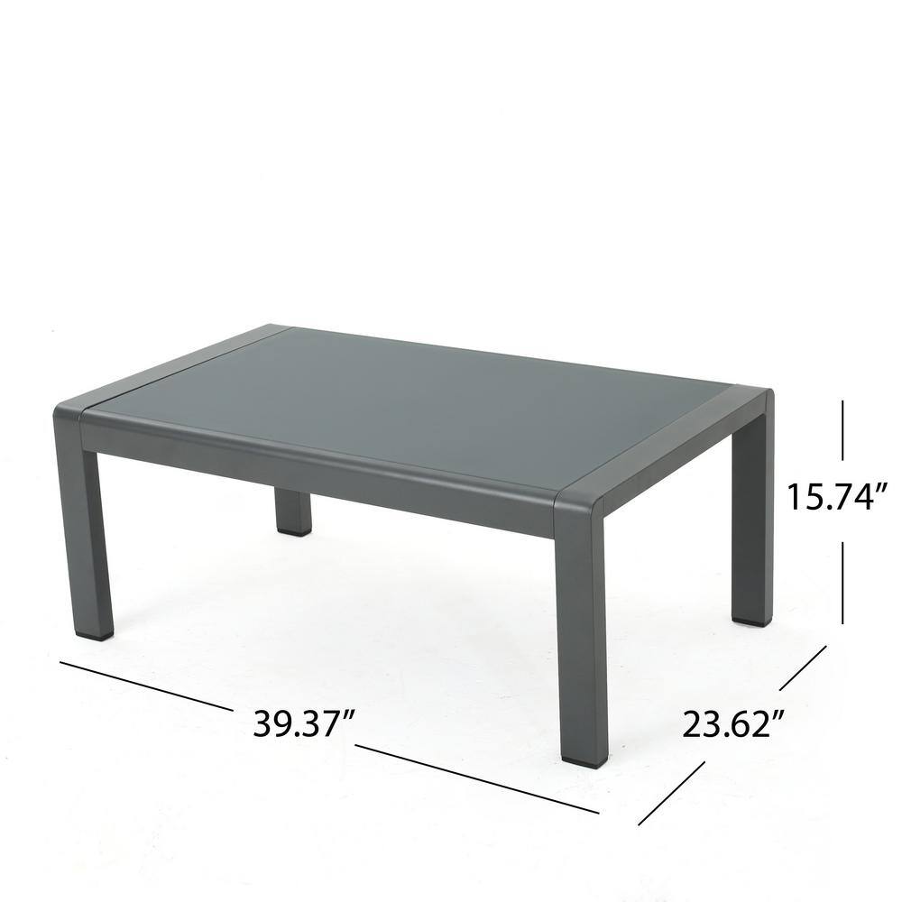 Cape Coral Grey Aluminum and Glass Outdoor Coffee Table