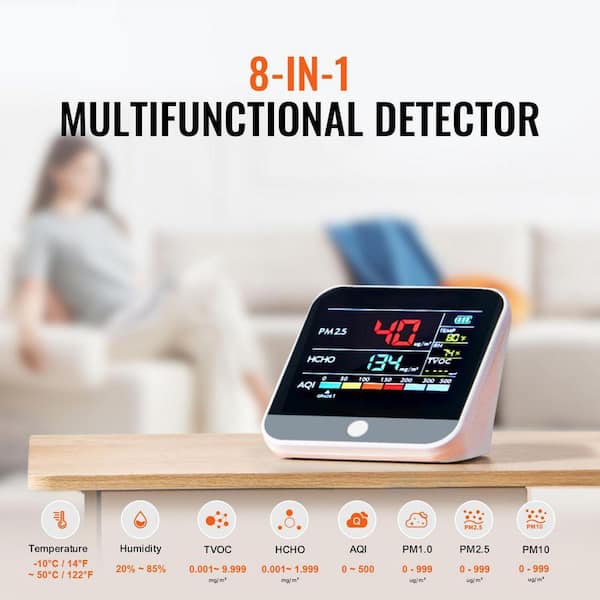 Mini All-in-one Air Quality Monitor ￼ SKYSHALO Mini Air Quality Monitor 8-IN-1 Professional PM2. 5 PM10