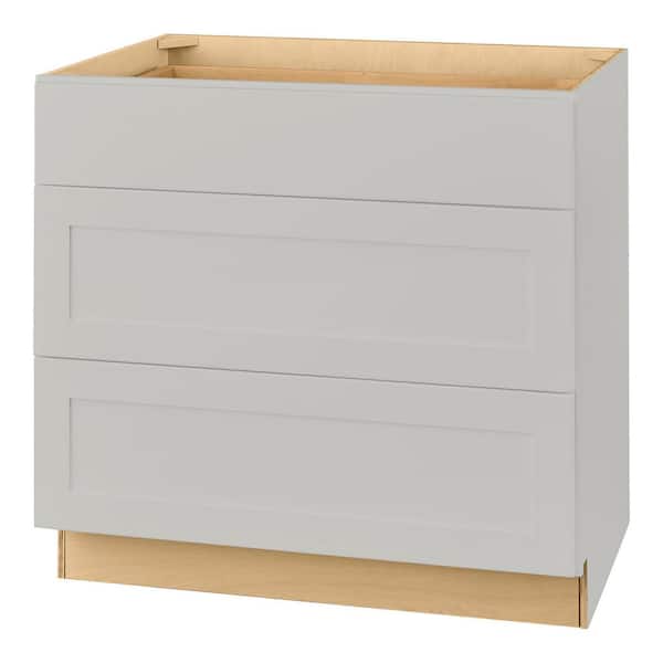 Hampton Bay Avondale 36 in. W x 24 in. D x 34.5 in. H Ready to Assemble Plywood Shaker Drawer Base Kitchen Cabinet in Dove Gray