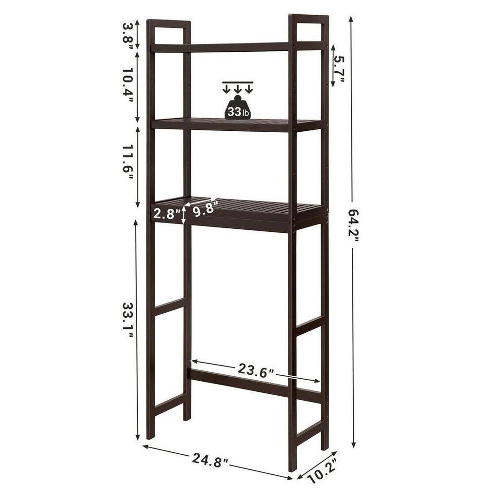 Brown Bamboo 3-Tier Adjustable Over-The-Toilet Storage Organizer