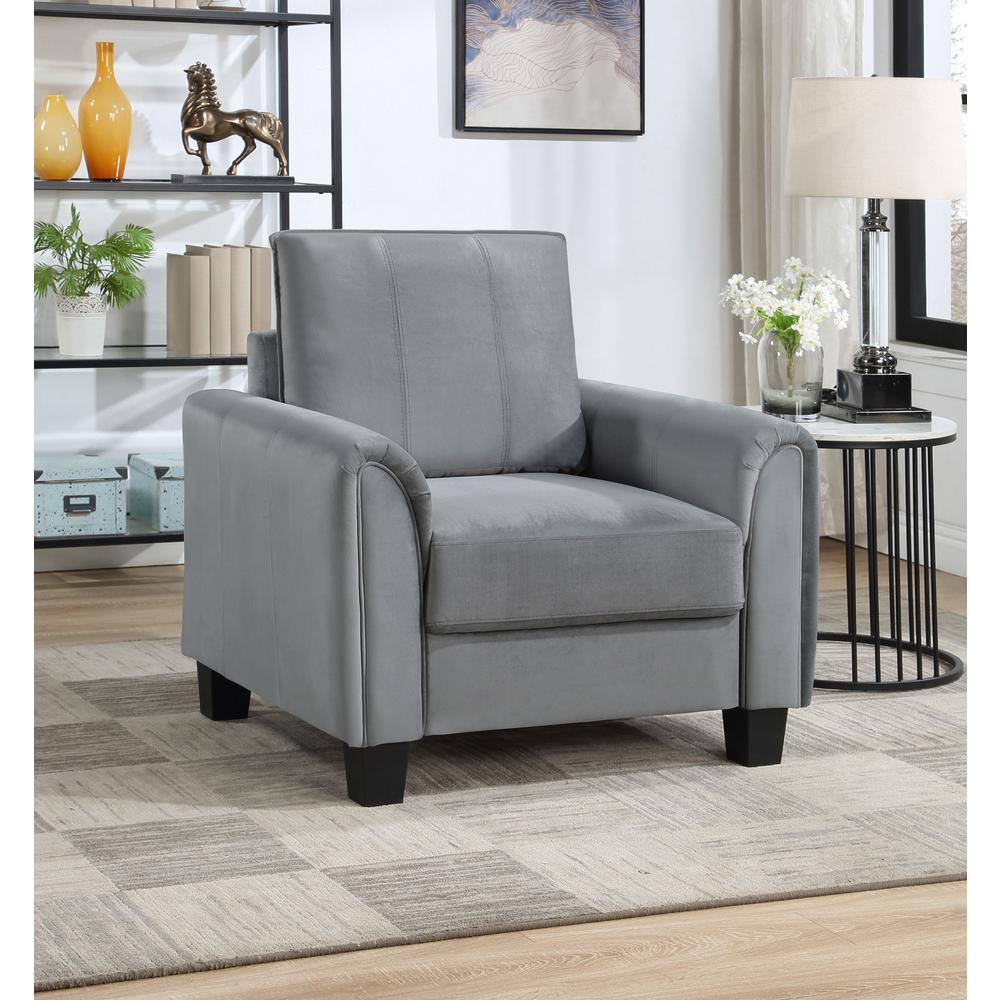 Gray Velvet Traditional Stationary Accent Chair