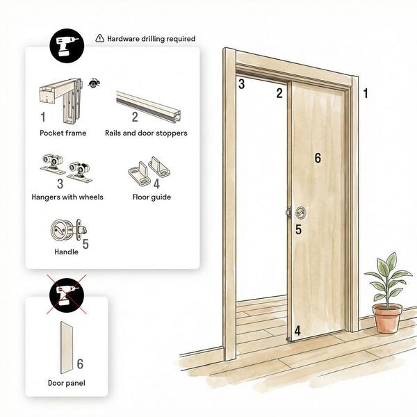 Sartodoors 84 in. x 80 in. Cognac Oak Color Solid Wood Double