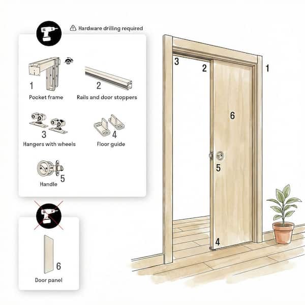 Sartodoors 64 in. x 96 in. 2 Panel White Finished Solid Wood