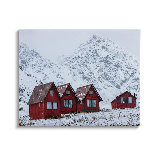 Stupell Industries Snowy Mountain Shacks byDaniel Sproul 1-Piece Unframed Graphic Print Nature Poster Art Print 40 in. x 30 in.