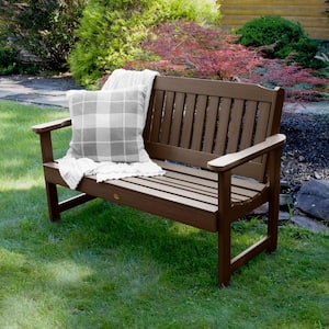 Lehigh 48 in. 2-Person Weathered Acorn Recycled Plastic Outdoor Garden Bench