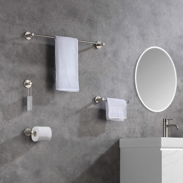 Bathroom Accessories 5-Piece Bathroom Hardware Set with Towel Bar/Rack Toilet Paper Holder in Brushed Nickel