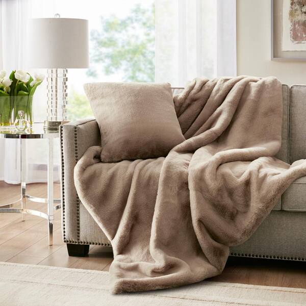 Croscill Sable Golden Solid Faux Fur Throw Blanket CC50-0028 - The Home ...