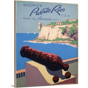 "Discover Puerto Rico, U.S.A. - WPA Poster" by Frank S. Nicholson Canvas Wall Art