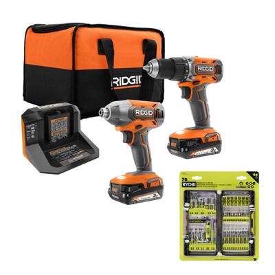 Hammer Driver Drill - RIDGID - Power Tool Combo Kits - Power Tools