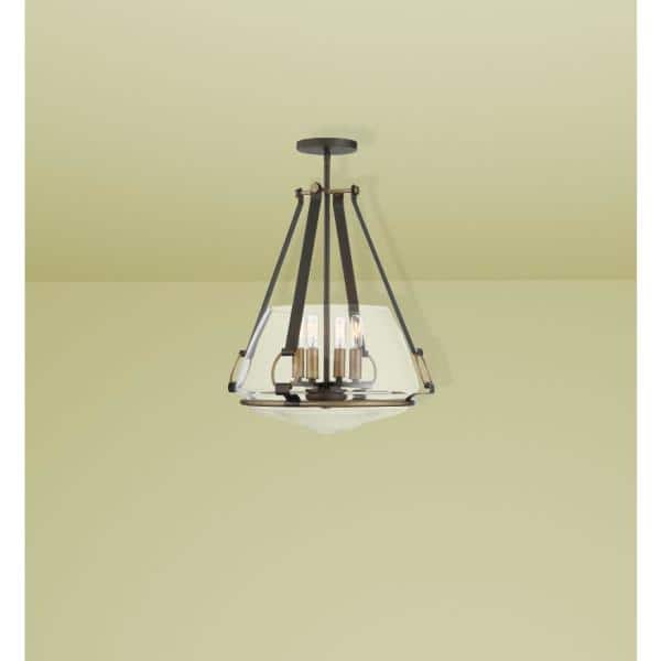 Eden Valley Smoked Iron and Aged Gold 4-Light Glass Bowl Pendant