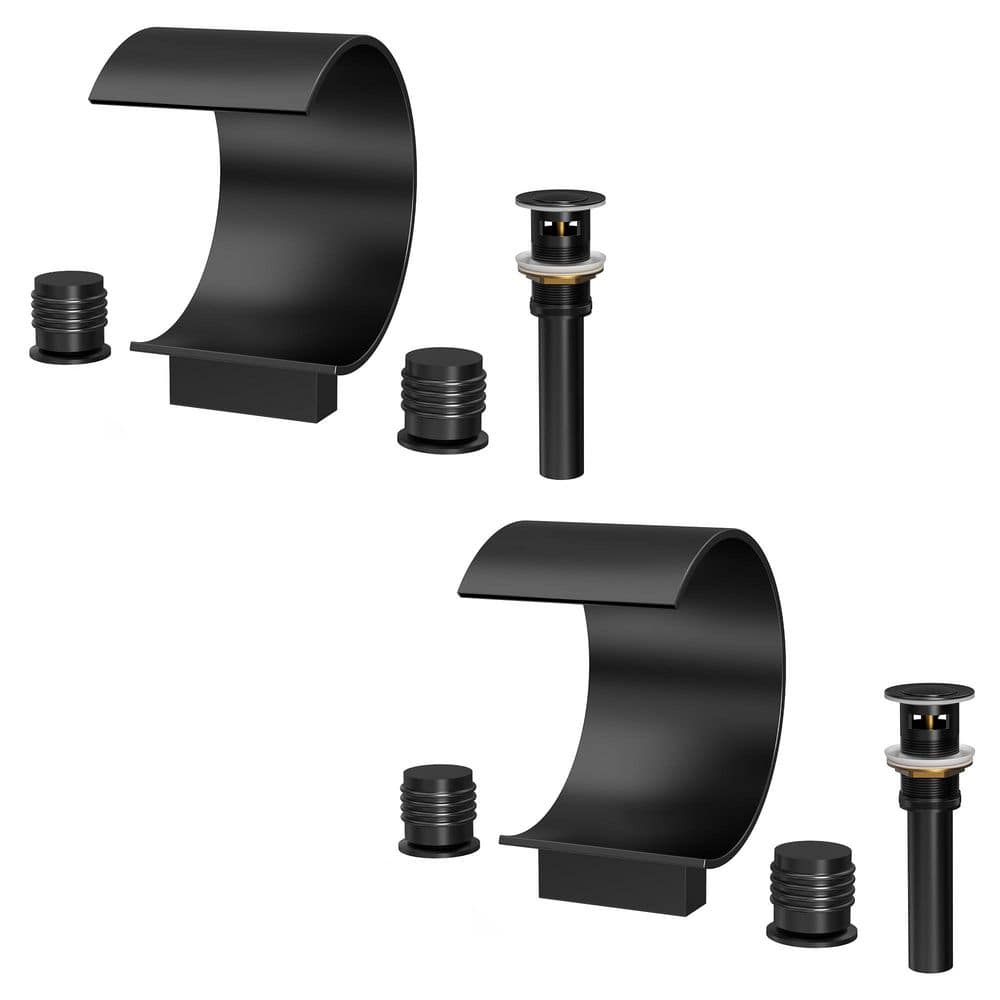 Waterfall 8 in. Widespread 2-Handle Bathroom Sink Faucet 1.2 GPM in Matte Black with Drain Included (2-Pack) price history on PriceWatchPro