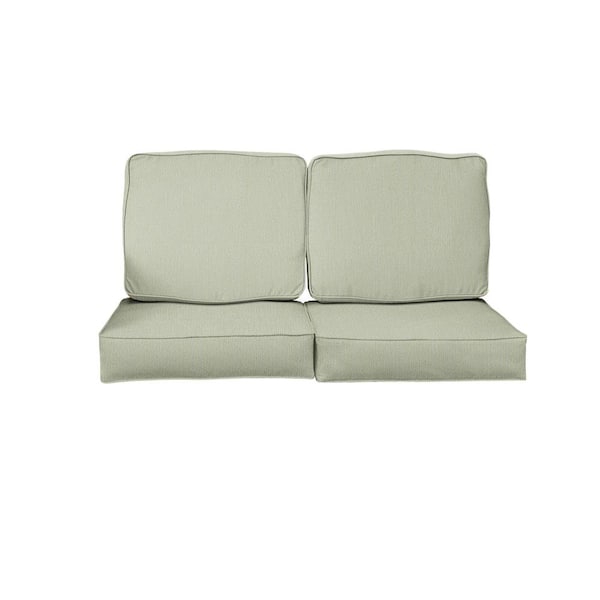 SORRA HOME 27 in. x 29 in. x 5 in. (4-Piece) Deep Seating Outdoor Loveseat Cushion in Sunbrella Revive Stem