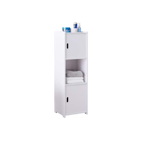 Signature Home SignatureHome Cofey White Finish 31" In. H Bathroom Storage Cabinet With Open Shelf and Inner Cabinet. (10Lx9Wx31H)