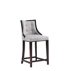 Fifth Ave 39.5 in. Light Grey Beech Wood Counter Height Bar Stool with Faux Leather Seat