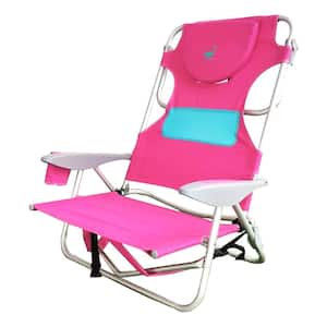 Pink Aluminum Outdoor Beach Ladies Comfort and On-Your-Back Backpack Beach Chair