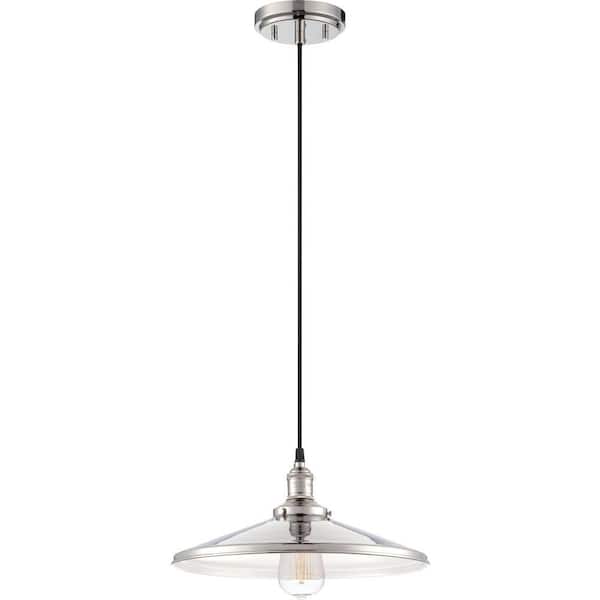SATCO Glomar 1-Light Polished Nickel Incandescent Ceiling Pendant