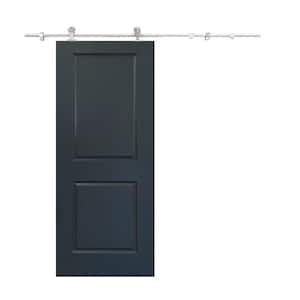 30 in. x 80 in. Charcoal Gray Painted Composite MDF 2 Panel Interior Sliding Barn Door with Hardware Kit