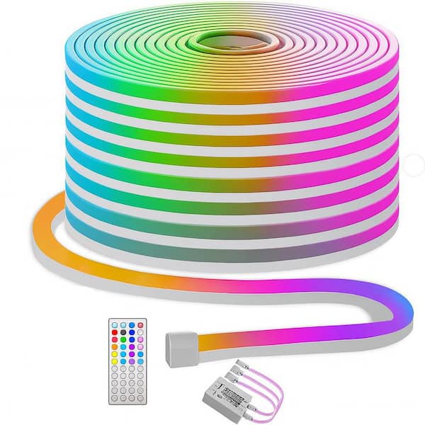 132 ft. White Integrated LED RGB Neon Rope Light Fixture, App and Remote Control, IP65 Waterproof Strip Light Fixture