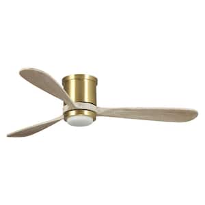 52 in. Indoor Color Changing Integrated LED Low Profile Gold Ceiling Fan with Light and Remote Control