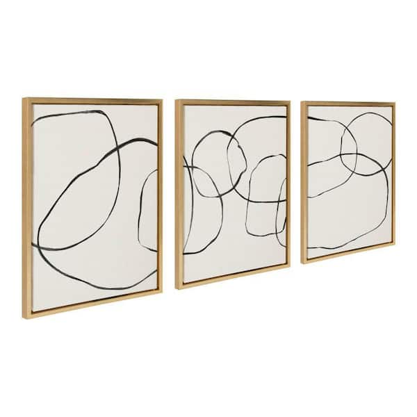 Kate and Laurel Sylvie "Dancing Circles BW" by Teju Reval of Snazzyhues 3 Piece Framed Art Print 18 in. x 24 in.